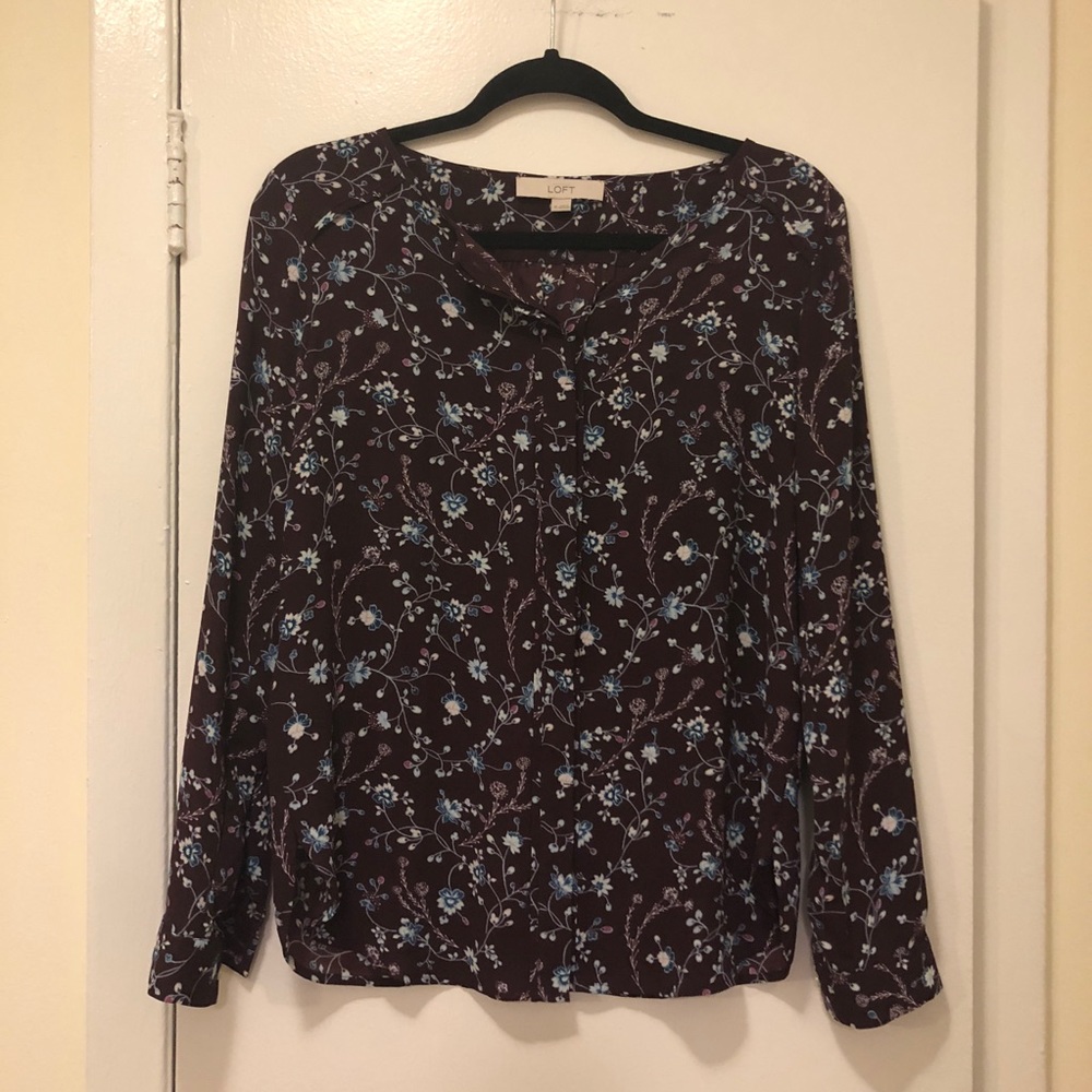 LOFT Floral Button-Down Blouse 💙 XS